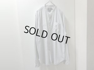 画像1: 00'S RRL STRIPE PATTERN BAND COLLAR L/S COTTON SHIRTS（ダブルアールエル ストライプ柄 バンドカラー仕様 長袖 コットン シャツ）マチ付き（L）