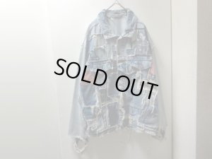 画像1: 90'S Levis INDIGO DENIM PATCHWORK CRUST TRACKER JACKET（リーバイス インディゴデニム パッチワーク仕様 クラスト トラッカー ジャケット）個人カスタム品（XL位）