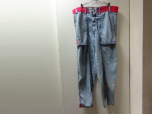 画像1: 90'S Levi's SPORTS JEANS INDIGO CHEMICALWASH DENIM × NYLON PANTS（リーバイス スポーツジーンズ ナイロン素材切替し仕様 インディゴ ケミカルウォッシュ加工デニム パンツ）MADE IN USA（実寸W37 × L30）