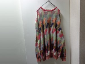 画像1: 90'S St.Croix TOTAL PATTERNE CREW-NECK COTTON × POLYESTER KNIT SWEATER（セイントクロワ 総柄仕様 クルーネック コットン × ポリエステル混紡 ニット セーター）MADE IN USA（XL）