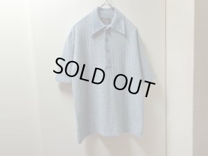 画像1: 70'S VAN HEUSEN ストライプ PATTERN S/S POLYESTER KNIT POLO SHIRTS（ヴァンヒューゼン 織りストライプ柄 半袖 ポリエステル ニット ポロシャツ）（M）