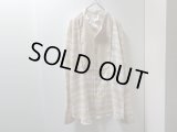 70'S KENNINGTON SWITCHING PATTERN BAND COLLAR L/S COTTON × POLYESTER SHIRTS（ケニントン チェック柄 × ヘンプ素材切替し仕様 バンドカラー 長袖 コットン × ポリエステル混紡 シャツ）（XL）