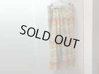 70'S Thomson REPEATING PATTERNE WIDE FLARE POLYESTER PANTS（トムソン 総柄 ワイド + フレア仕様 ポリエステル パンツ）ロケット型TALONジップ付き（実寸W32 × L29）