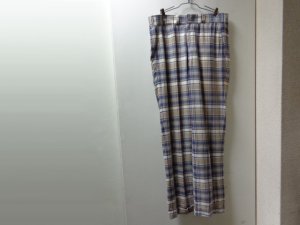 画像1: 80'S Brooks Brothers CHECK PATTERN WIDE COTTON PANTS（ブルックスブラザーズ チェック柄 ワイド仕様 コットン パンツ）ロケット型TALONジップ付き（実寸W34 × L31）　