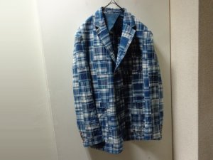 画像1: 00'S RALPH LAUREN PATCHWORK CHECK PATTERN COTTON TAILORED JACKET（ラルフローレン パッチワークチェック柄 コットン テーラードジャケット）MADE IN PORTUGAL（42R）