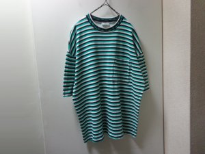 画像1: 90'S MULTI BORDER PATTREN T-SHIRTS WITH POCKET（ポケット付き マルチボーダー柄 Tシャツ）MADE IN USA（XL位）