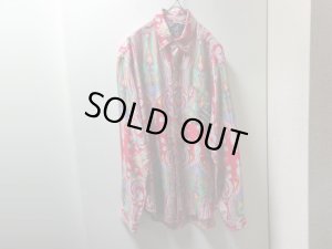 画像1: 00'S RALPH LAUREN REPITING PATTERN L/S SILK SHIRTS（ラルフローレン 総柄 長袖 シルク シャツ）無地仕様（M）