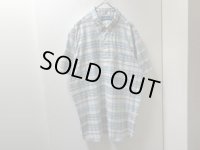 00'S RALPH LAUREN CHECK PATTERN PULLOVER S/S COTTON SHIRTS（ラルフローレン チェック柄 被り + ボタンダウン仕様 半袖 コットン シャツ）リペア加工入り（XL）
