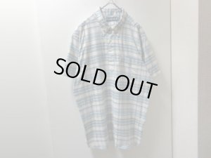 画像1: 00'S RALPH LAUREN CHECK PATTERN PULLOVER S/S COTTON SHIRTS（ラルフローレン チェック柄 被り + ボタンダウン仕様 半袖 コットン シャツ）リペア加工入り（XL）