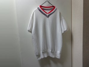 画像1: 50'S UNKNOWN V-NECK S/S SWEAT（リブライン入り Vネック仕様 半袖 スウェット）長リブ仕様（L位）