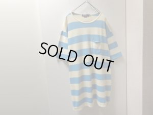 画像1: 90'S RALPH LAUREN BIG POLO WIDE BORDER PATTREN KANOKO T-SHIRTS　WITH POCKET（ラルフローレン ビッグポロ ポケット付き 太ボーダー柄鹿の子 Tシャツ）MADE IN USA（XL）