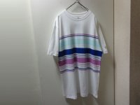 90〜00'S OLD STUSSY MULTI BORDER PATTERN T-SHIRTS（USA製 オールドステューシー マルチボーダー柄 Tシャツ）DEAD STOCK（L）