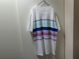 画像1: 90〜00'S OLD STUSSY MULTI BORDER PATTERN T-SHIRTS（USA製 オールドステューシー マルチボーダー柄 Tシャツ）DEAD STOCK（L）