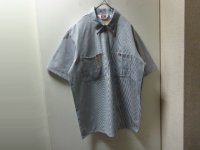 00'S BEN DAVIS HICKORY STRIPE PATTERN HALF ZIP S/S WORK SHIRTS（USA製 ベンデイビス ヒッコリーストライプ柄 ハーフジップ仕様 半袖 ワークシャツ）DEAD STOCK（M）