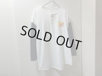 80'S MTV HENLEY NECK 7/10 SLEEVE B-B T-SHIRTS（MTV ミュージックテレヴィジョン ヘンリーネック仕様 7分袖 ベースボール Tシャツ）MADE IN USA（XL）