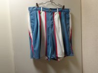 80'S RALPH LAUREN PURPLE MULTI STRIPE PATTERN COTTON WIDE SHORTS（ラルフローレン マルチストライプ柄 コットン ワイド仕様 ショーツ）MADE IN USA（実寸W35）