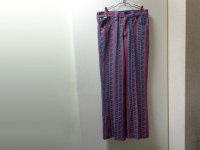 70'S JACQUARD STRIPE PATTERNE FLARE POLYESTER PANTS（ジャガード織りストライプ柄 フレア仕様 ポリエステル パンツ）アルミ製TALONジップ付き（実寸W32 × L31）