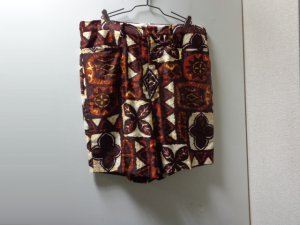 画像1: 60〜70'S UNKNOWN REPEATING PATTERN COTTON SHORTS（総柄仕様 コットン ショーツ）アルミ製TALONジップ（実寸W33.5）