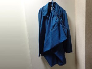 画像1: 90'S SAG HARBOR INDIGO DYED LINEN × COTTON CHAINA JACKET ＋ EASY PANTS（サグハーバー インディゴ染め リネン × コットン混紡 チャイナジャケット ＋ イージーパンツ）2ピース セットアップ（XL）
