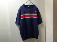 80'S adidas BORDER PATTERN S/S SWEAT（アディダス ボーダー柄切替し仕様 半袖 スウェット）MADE IN CANADA（L）
