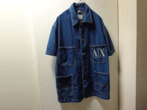 画像1: 90'S ARMANI JEANS S/S INDIGO DENIM COVER ALL（アルマーニ ジーンズ 半袖仕様 インディゴデニム カバーオール）MADE IN USA（XS）