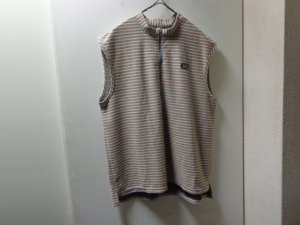 画像1: 90'S REI JACQUARD BORDER PATTREN PULLOVER CYCLING VEST（アールイーアイ ジャガード織りボーダー柄 被り仕様 サイクリング ベスト）MADE IN USA（L）