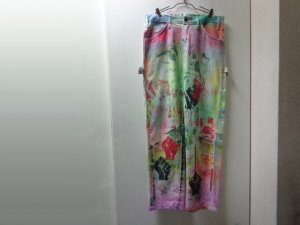 画像1: 00'S Dickies SILK SCREEN + TIE DYE COTTON PAINTER PANTS WITH HAND PAINT（ディッキーズ シルクスクリーン プリント + タイダイ染め仕様 コットン ペインター パンツ）（実寸W33 × L30）