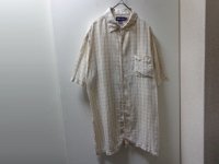 00'S RALPH LAUREN PURPLE LABEL CHECK PATTERN S/S LINEN SHIRTS（ラルフローレン パープルレーベル チェック柄 半袖 リネン シャツ）MADE IN ITALY（L）