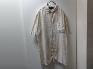 画像1: 00'S RALPH LAUREN PURPLE LABEL CHECK PATTERN S/S LINEN SHIRTS（ラルフローレン パープルレーベル チェック柄 半袖 リネン シャツ）MADE IN ITALY（L）