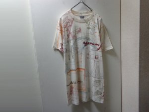 画像1: 90'S Wildwood productions LEONARDO DA VINCI REPITING PATTREN T-SHIRTS（ワイルドウッドプロダクションズ製 レオナルド ダヴィンチ 総柄仕様 Tシャツ）MADE IN USA（M）