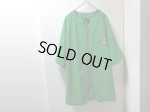 画像1: 90'S CROSS COLOURS STRIPE PATTERN S/S GREEN DENIM B-B SHIRTS（クロスカラーズ ストライプ柄 半袖 緑デニム ベースボールシャツ）MADE IN USA（3）