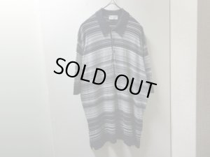 画像1: 00'S JOHN SMEDLEY BORDER PATTERN HI-GAUGE S/S COTTON KNIT POLO SHIRTS（ENGLAND製 ジョンスメドレー ボーダー柄 ハイゲージ仕様 半袖 コットン ニット ポロシャツ）NON WASH（XL）