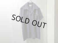 50'S LE.SET CHAIN EMBROIDERY + FLOCKY PRINT S/S RAYON BOWLING SHIRTS（リ.セット チェーンステッチ刺繍 + 3段フロッキープリント入り 半袖 レーヨン ボーリングシャツ）（M）