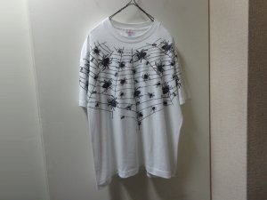 画像1: 90'S SPIDER WEB PATTERN SHORT LENGTH T-SHIRTS（蜘蛛の巣柄 ショート丈仕様 Tシャツ）MADE IN USA（XL）