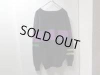 90'S RALPH LAUREN MULTI BORDER PATTERN HI-GAUGE PURE CASHMERE KNIT SWEATER（ラルフローレン マルチボーダー柄 ハイゲージ仕様 100％カシミア ニット セーター）黒（L）