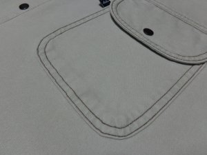 画像4: 90'S BILLABONG L/S GRAY DENIM SHIRTS WITH OMBRE CHECK PATTERN FLANNEL HOODED（ビラボン オンブレチェック柄フランネルフード付き 長袖 灰デニム シャツ）（L）