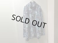 80'S YOU ARE THE WORLD MONSTER REPEATING PATTERNE L/S VISCOSE SHIRTS（ユーアーザワールド 怪獣?総柄仕様 長袖 ビスコース シャツ）MADE IN FRANCE（XL）