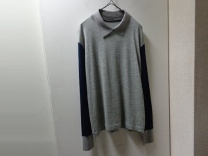 画像1: ISSEY MIYAKE BICOLOR HI-GAUGE WOOL KNIT L/S POLO SHIRTS（イッセイミヤケ バイカラー切替し仕様 ハイゲージウール ニット 長袖 ポロシャツ）MADE IN JAPAN（3）