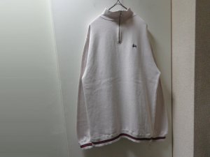 画像1: 90'S OLD STUSSY HALF ZIP SWEAT（オールド ステューシー ストックロゴ刺繍入り ハーフジップ仕様 スウェット）紺タグ（XL）