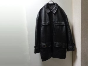 画像1: CELINE GOATSKIN? LEATHER HALF COAT WITH WOOL LINER（セリーヌ ウール混紡裏地付き ゴートスキン ヤギ革? ハーフ丈仕様 コート）MADE IN FRANCE(52)　