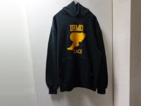 90'S RUSSELL WING FOOT PULLOVER BLACK SWEAT PARKA（ラッセル ウィングフット 3段油性プリント 被り仕様 黒 スウェット パーカー）MADE IN USA（L）