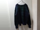 90'S RALPH LAUREN BLACK WATCH PATTERN BOAT NECK LOW-GAUGE WOOL KNIT SWEATER（ラルフローレン ブラックウォッチ柄 ボートネック ローゲージ ウール ニット セーター）長リブ仕様（M）