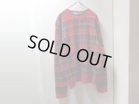 00'S RALPH LAUREN TARTAN CHECK PATTERN MIDDLE-GAUGE WOOL KNIT SWEATER（ラルフローレン タータンチェック柄 ミドルゲージ仕様 ウール ニット セーター）無地仕様（XXL）