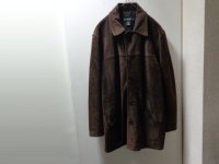 90'S OLD J.CREW SUEDE CAR COAT WITH WOOL LINER（オールド J.クルー ウール混紡裏地付き スウェード 本革 カーコート）こげ茶(L)　