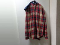 00'S RALPH LAUREN CHECK PATTERN L/S FLANNEL SHIRTS WITH HOODED（ラルフローレン スウェットフード付き チェック柄 長袖 フランネルシャツ）刺繍ロゴ入り（S）