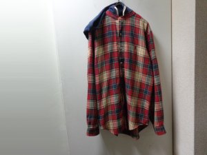 画像1: 00'S RALPH LAUREN CHECK PATTERN L/S FLANNEL SHIRTS WITH HOODED（ラルフローレン スウェットフード付き チェック柄 長袖 フランネルシャツ）刺繍ロゴ入り（S）