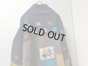 画像10: 90'S OVER THE RAINBOW TPOTAL PATTERN ZIP UP HEAVEY WOOL KNIT ECUADOR SWEATER（オーバーザレインボー ジップアップ仕様 総柄 ヘヴィー ウール ニット エクアドル セーター）HAND KNIT（L）