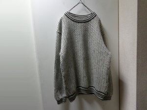画像1: 80'S L.L. Bean BIRD'S EYE LOW-GAUGE WOOL × RAYON KNIT SWEATER（L.L. ビーン バーズアイ柄 ローゲージ仕様 ウール × レーヨン ニット セーター）MADE IN NORWAY（M）