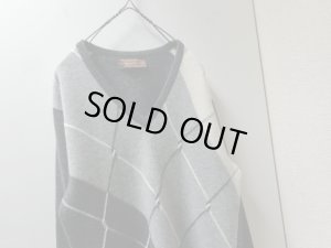 画像2: 80'S Westaway & Westaway ARGYLE PATTERN V-NECK HI-GAUGE CASHMERE SWEATER（ウエスタウェイ & ウエスタウェイ アーガイル柄 Vネック仕様 ハイゲージ 100%カシミア セーター）MADE IN SCOTLAND（L位）