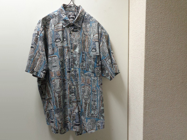 80'S OLD STUSSY REPEATING PATTERNE S/S COTTON SHIRTS（オールド 